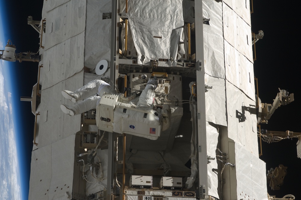 STS-119 Extravehicular Activity (EVA) 3 Crew and Equipment Translation Aid (CETA) Cart 2 Relocate OPS