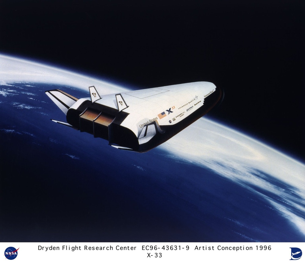 X-33 by Lockheed Martin above Earth - Computer Graphic