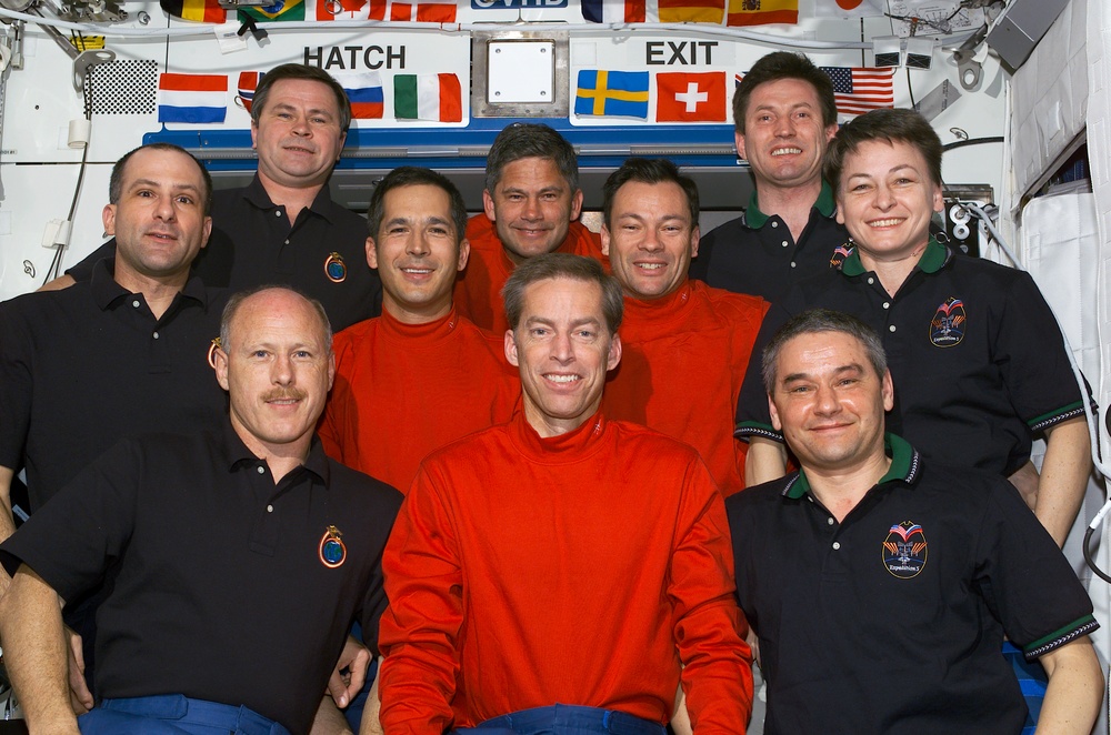 STS-113, Expedition Five and Six In-flight Crew Portrait in the U.S. Laboratory for STS-113