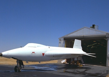 X-15A-2 with ablative coating and sealant (white X-15) in front of Building 4821