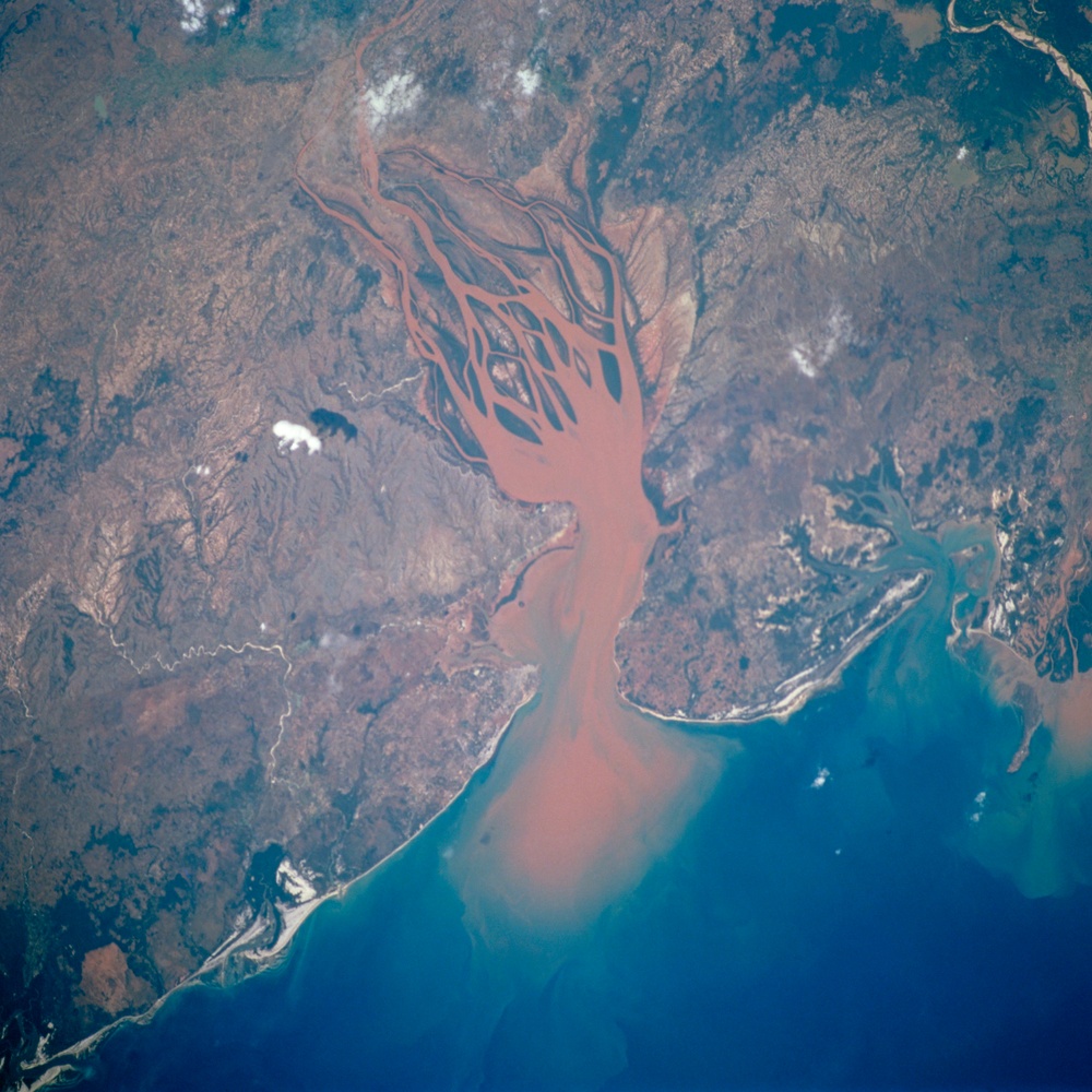 View of Betsiboka River estuary, Madagascar taken by the STS-104 crew