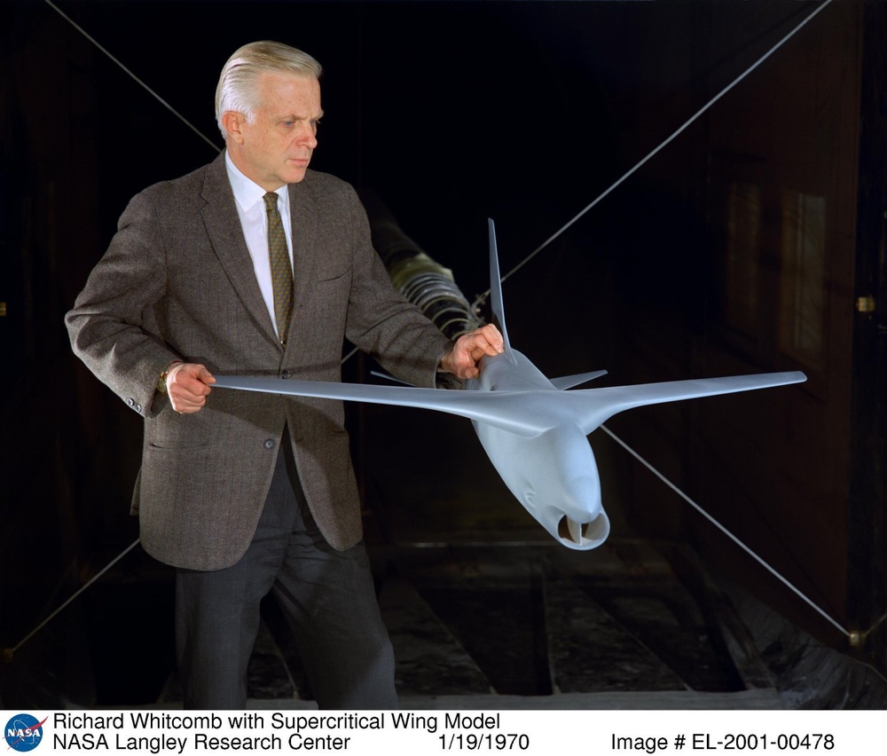 Richard Whitcomb with Supercritical Wing Model