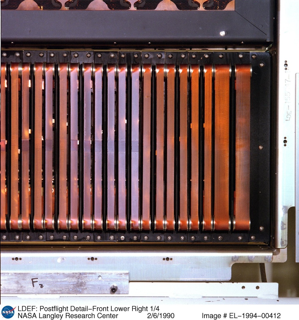 LDEF: Postflight Detail-Front Lower Right 1/4