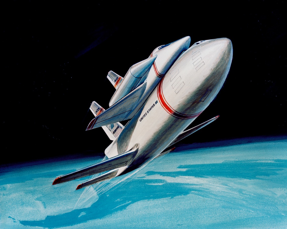 ARTIST'S CONCEPT - SHUTTLE IN FLIGHT - MSC
