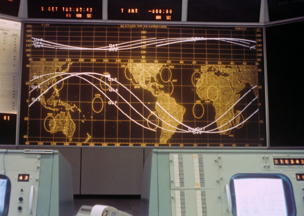 MISSION CONTROL CENTER (MCC) ACTIVITY - GEMINI-TITAN (GT)-V - RECOVERY ROOM - TRACKING MAP - MSC