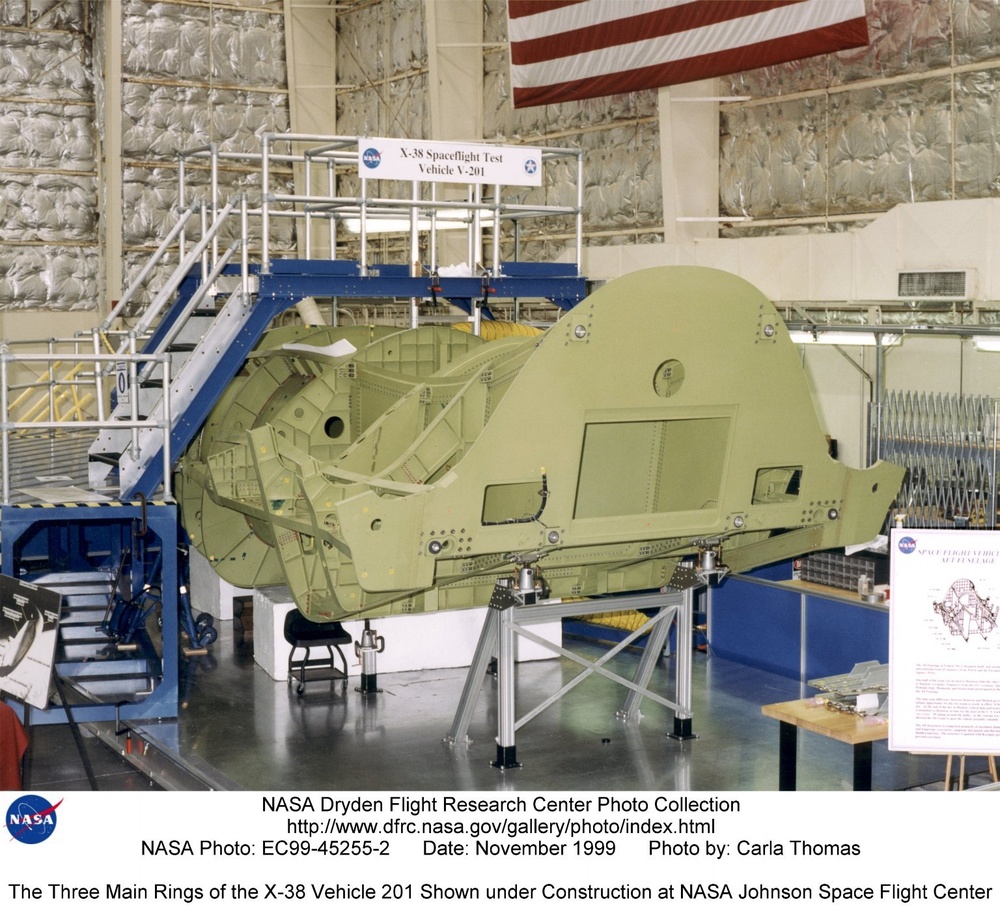 The Three Main Rings of the X-38 Vehicle 201 Shown under Construction at NASA Johnson Space Flight C