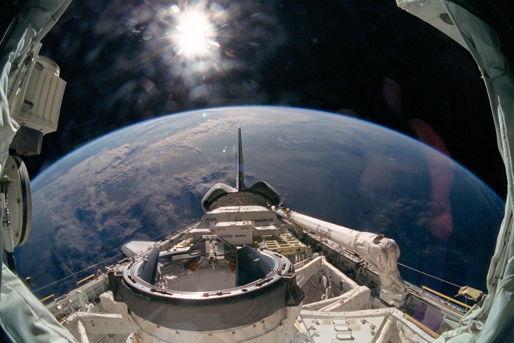 Sunrise over payload bay