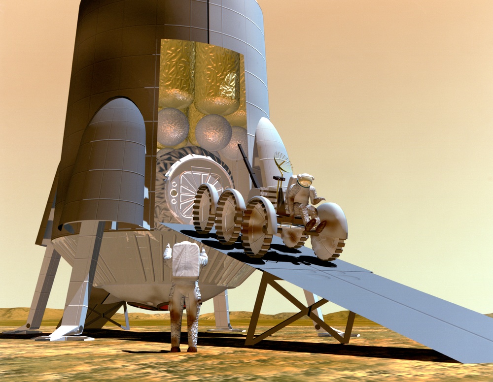 Digital images promoting future exploration of Mars and the Space Station