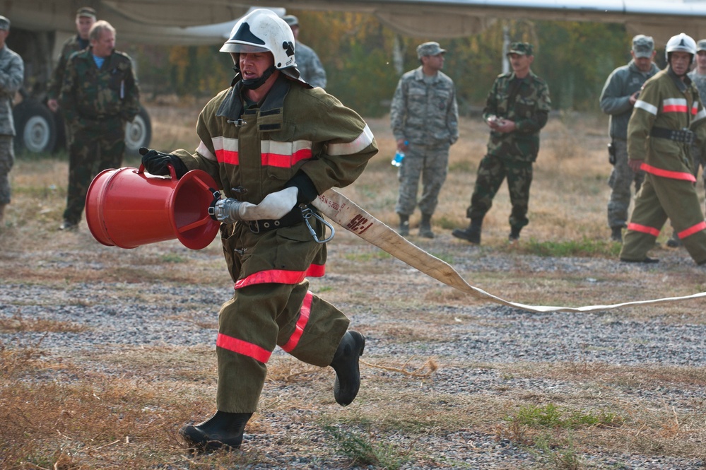 Kyrgyz Republic firefighters provide capabilities demonstration to TCM firefighters
