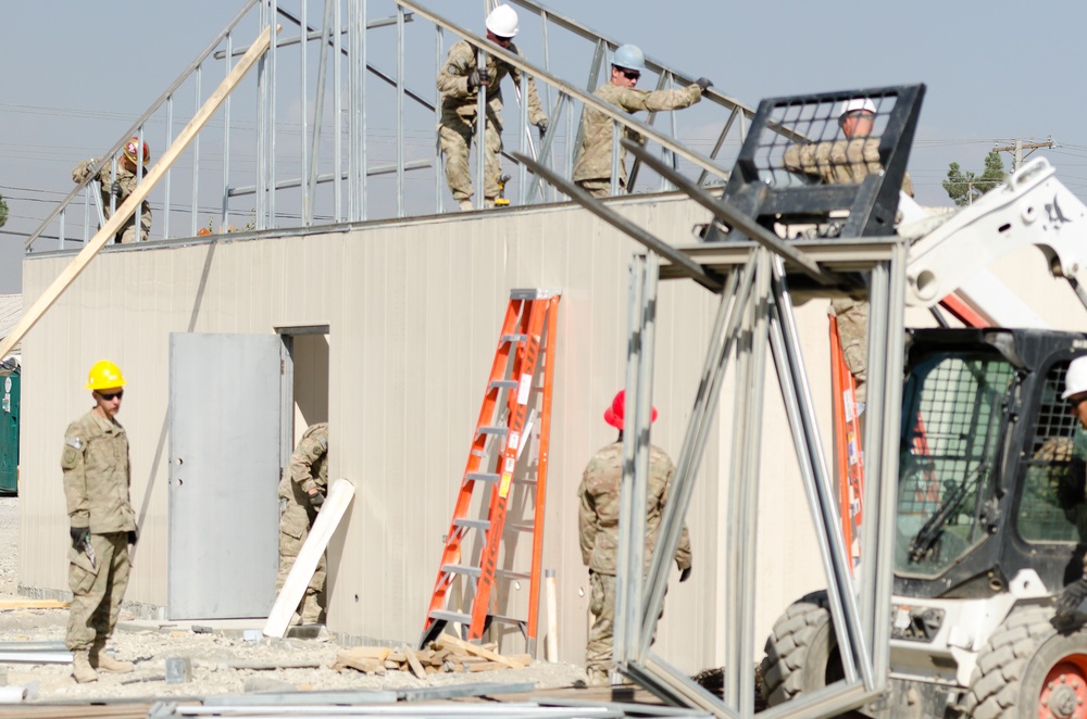 Engineers from the 624th Engineer Company take on lage scale building operations.