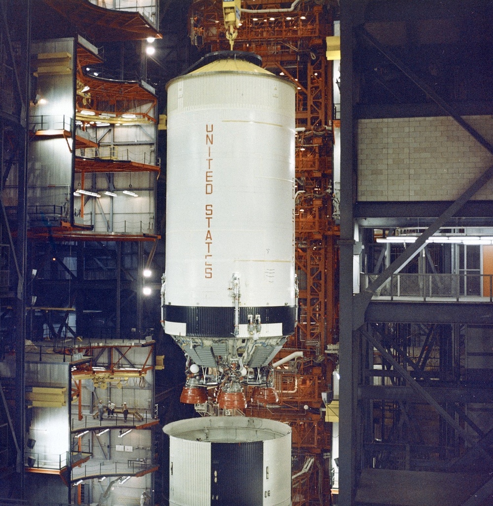 Saturn V S-II (Second) Stage for Apollo 6 in the Vehicle Assembly Building