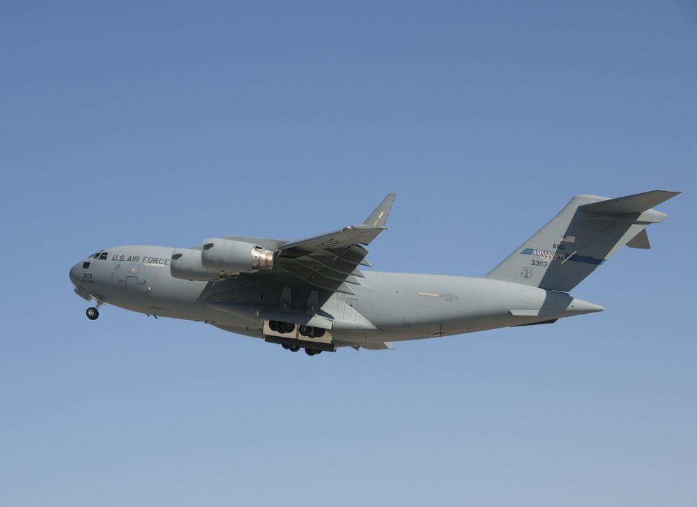 C-17 with Orion CM Aboard Takeoff