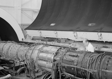 TG-190 ENGINE WITH REPUBLIC AFTERBURNER INSTALLED IN THE ALTITUDE WIND TUNNEL AWT