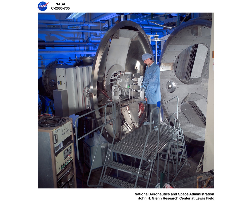 NASA's Evolutionary Xenon Thruster (NEXT) Long Duration Test (LDT) with  test article EM3 being installed into tank 16