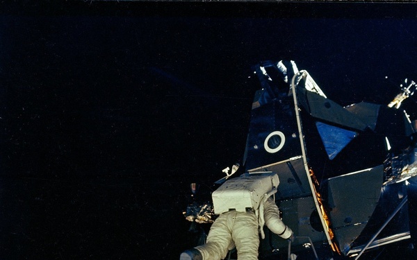 Astronaut Edwin Aldrin Egresses From Lunar Module