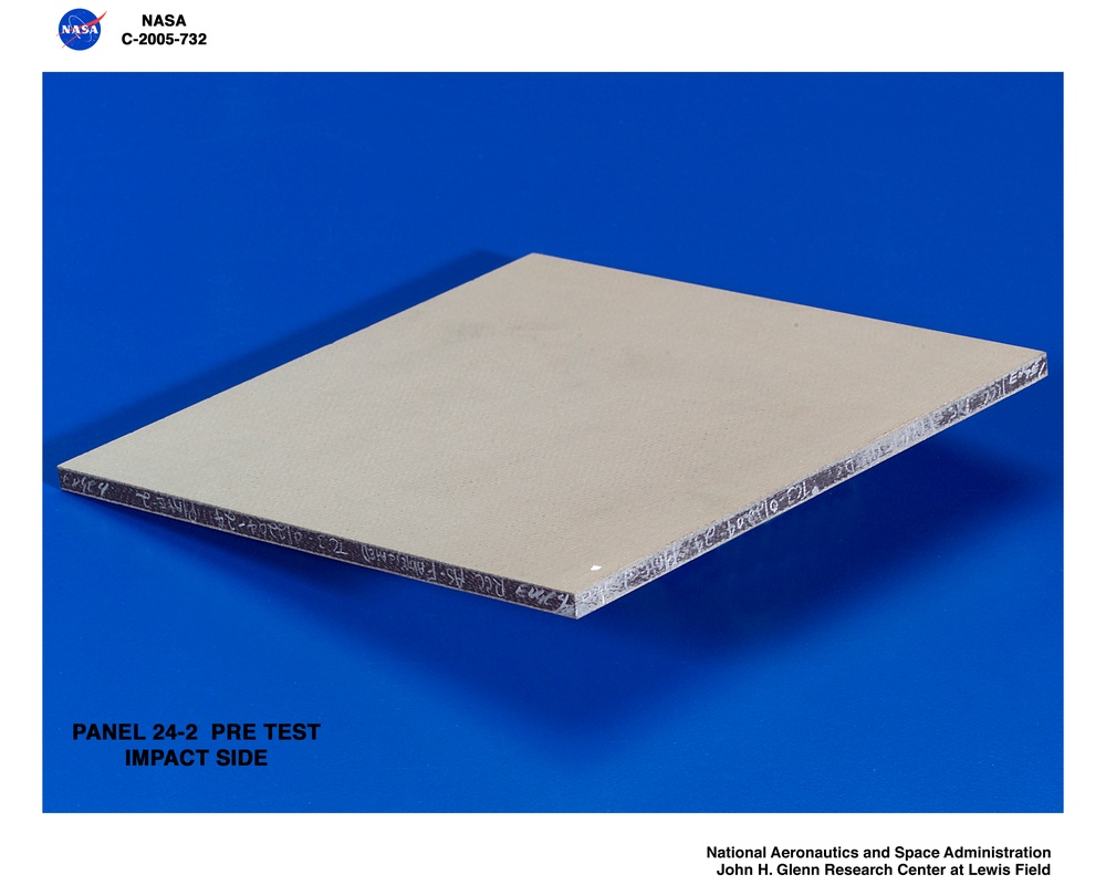 Panel 24-2 Untested ( pre test ) RCC carbon / carbon fiber panels - the panels are space shuttle tile material being tested in the ballistics lab building 49