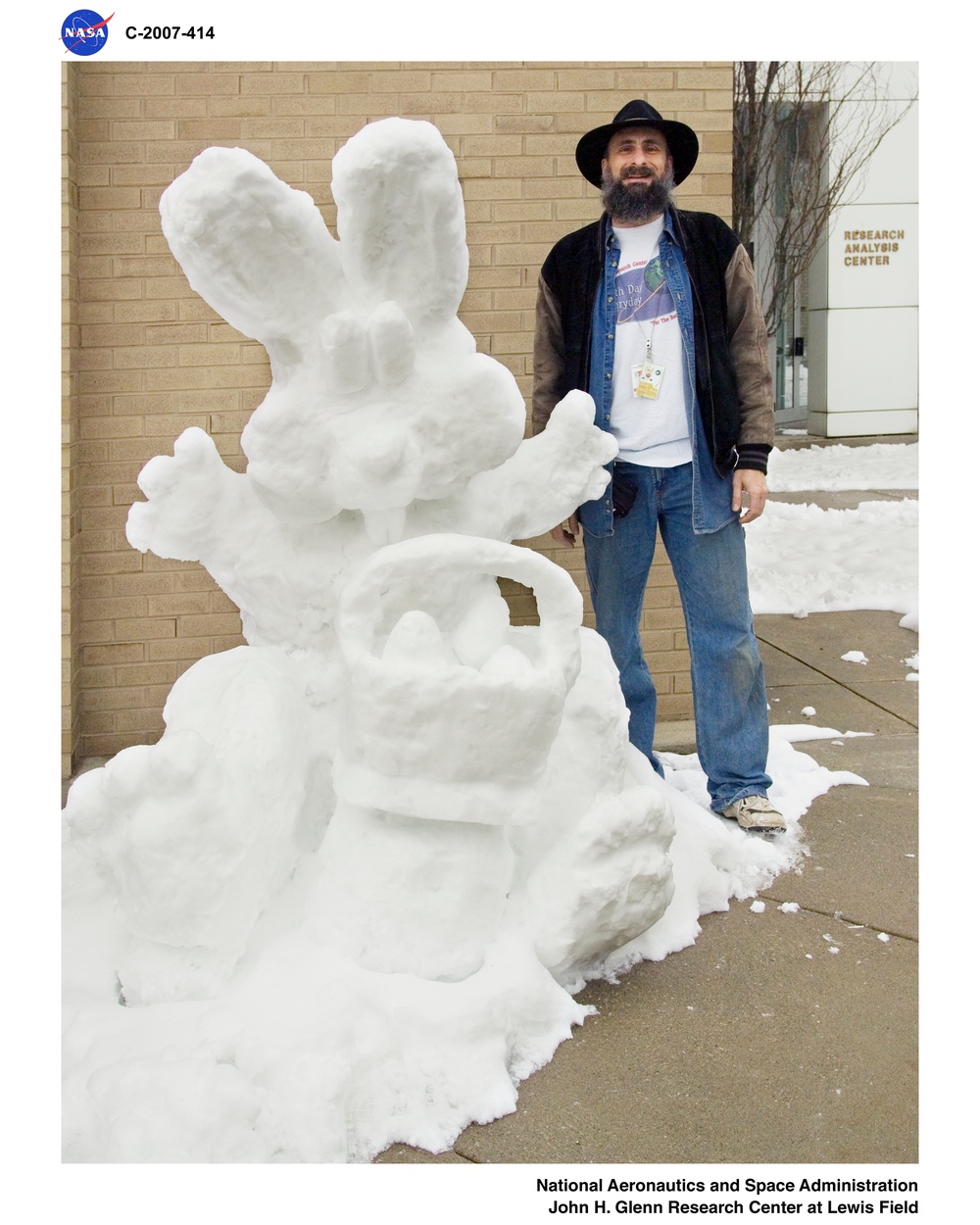 Easter Bunny Snow Sculpture