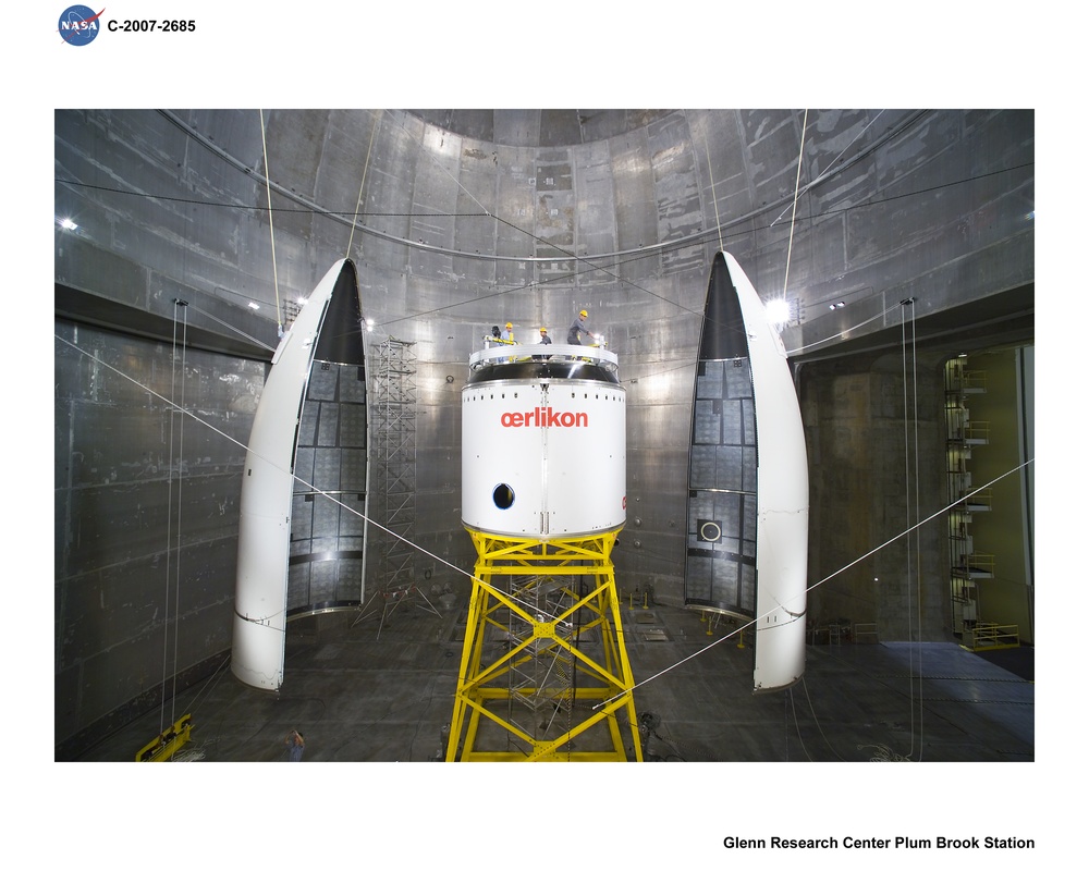 Ariane V Horizontal Separation System 3 (HSS3) Payload Fairing Separation Pre and Post Test Photo Documentation Inside Space Power Facility (SPF)