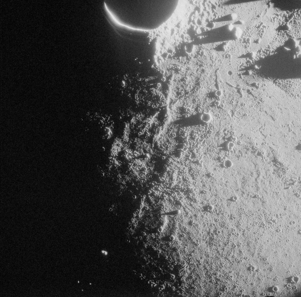 Apollo 14 Mission image - Over-exposed, unidentified view of the lunar surface.