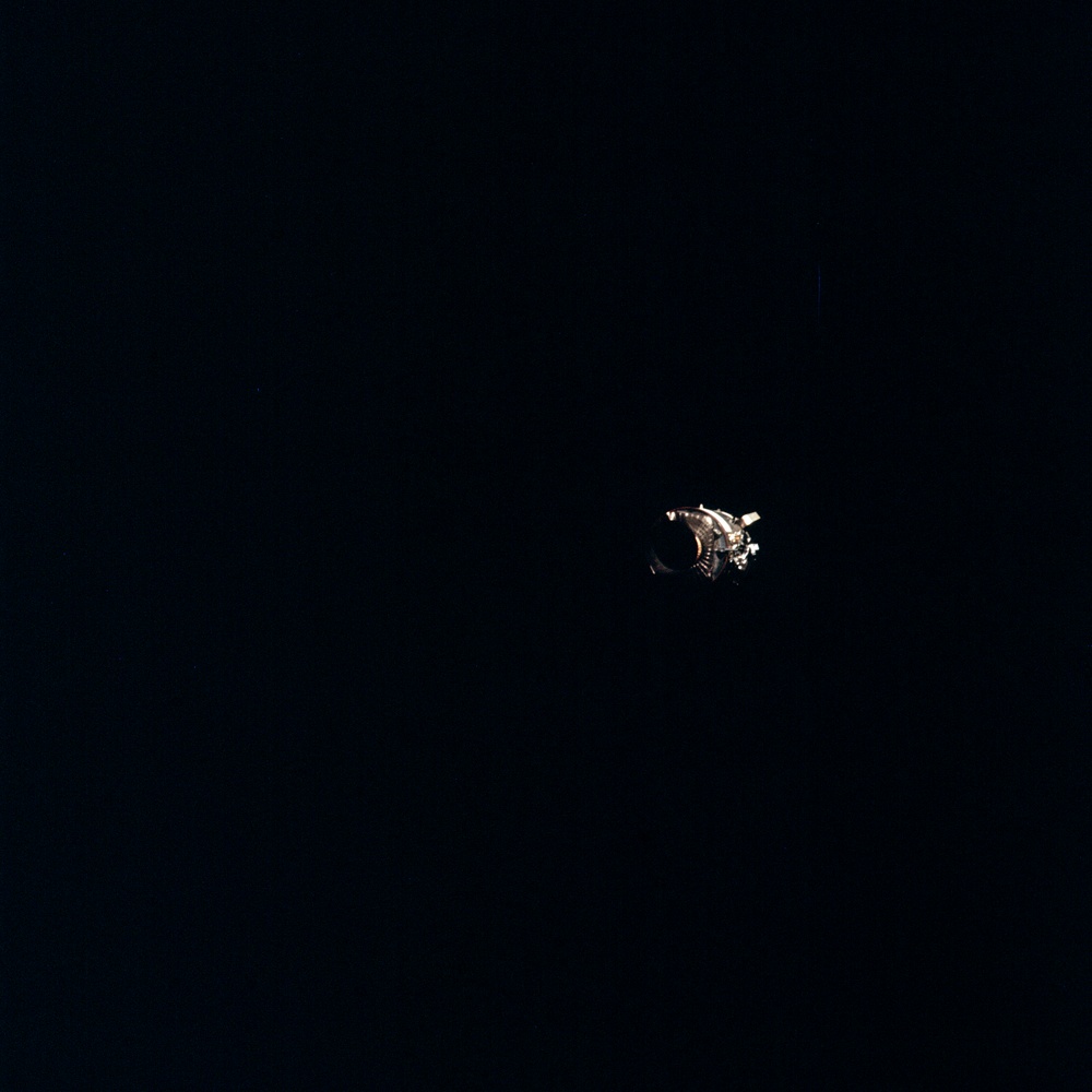 Apollo 13 Mission image  - Distant view of the Service Module SM slowly turning