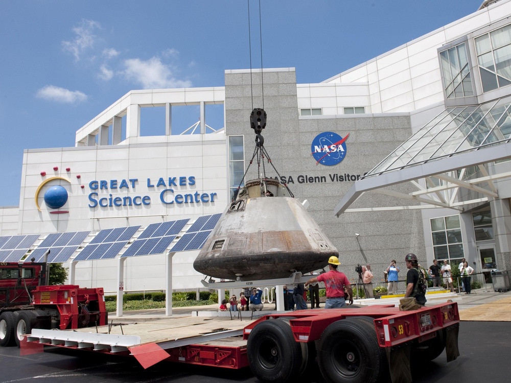 Apollo Module being moved to Great Lakes Science Center