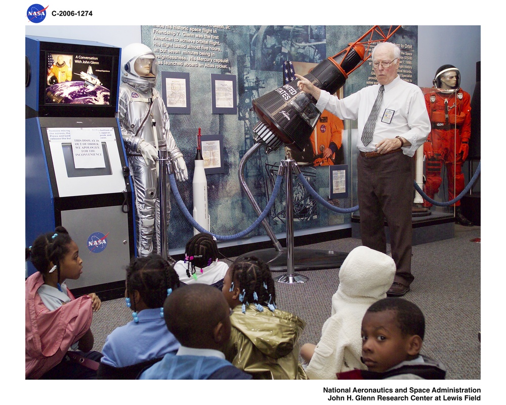Student tour of the NASA Glenn Research Center Visitor Center