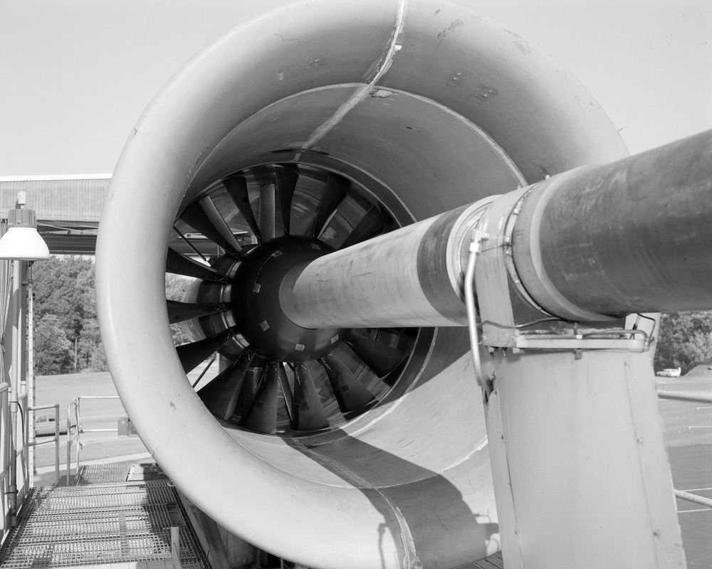 HAMILTON STANDARD QUIET FAN ROTOR ASSEMBLY ON TEST STAND