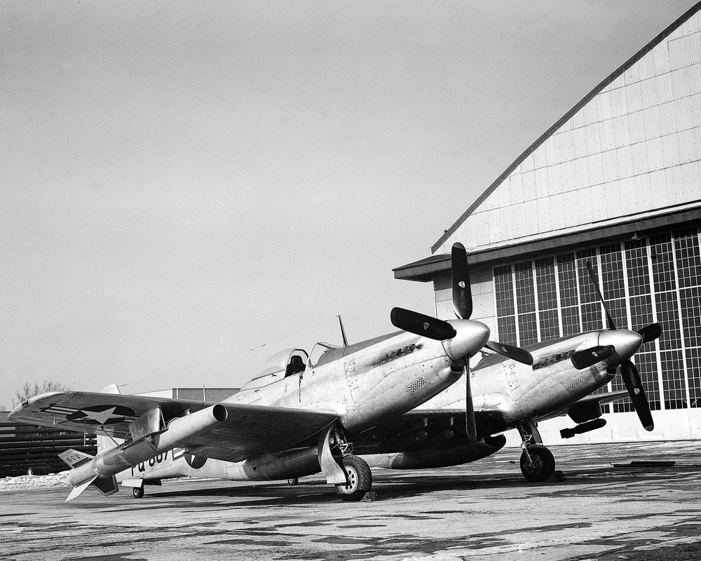 RAM JET AND MOUNT AND P-82 AIRPLANE