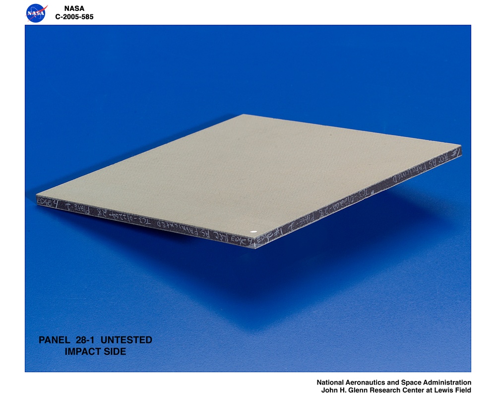 Panel 28-1 Untested ( pre test ) RCC carbon / carbon fiber panels - the panels are space shuttle tile material being tested in the ballistics lab building 49