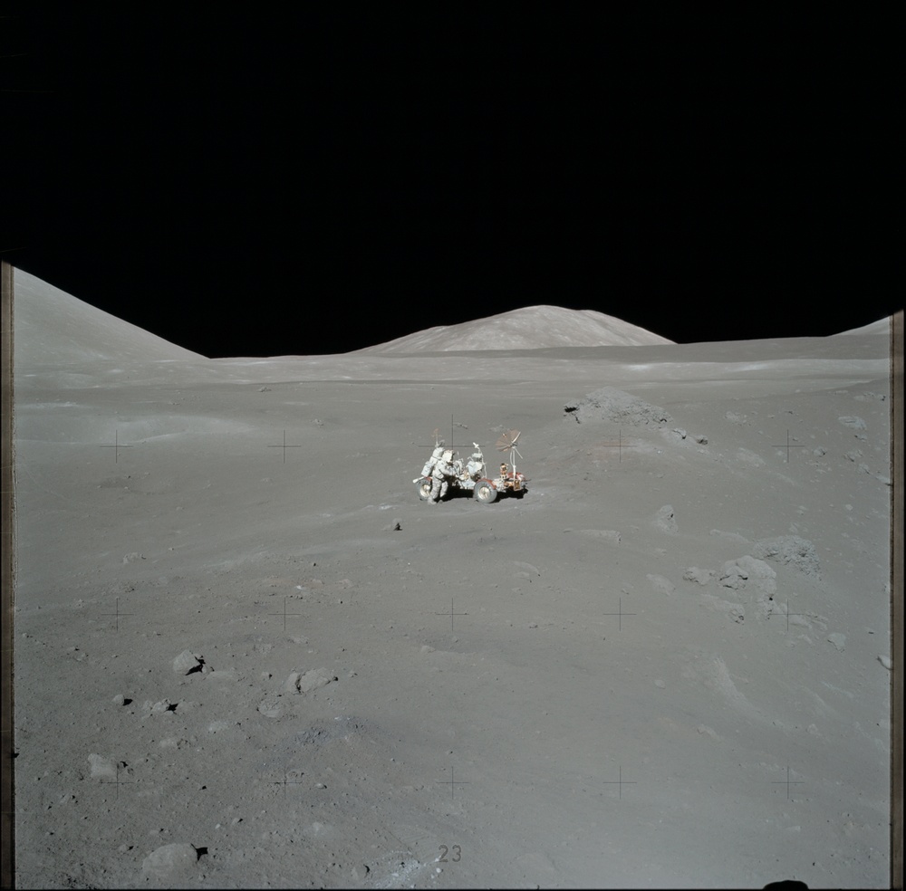 Apollo 17 Mission image - STA 4, Panoramic, LRV, LMP