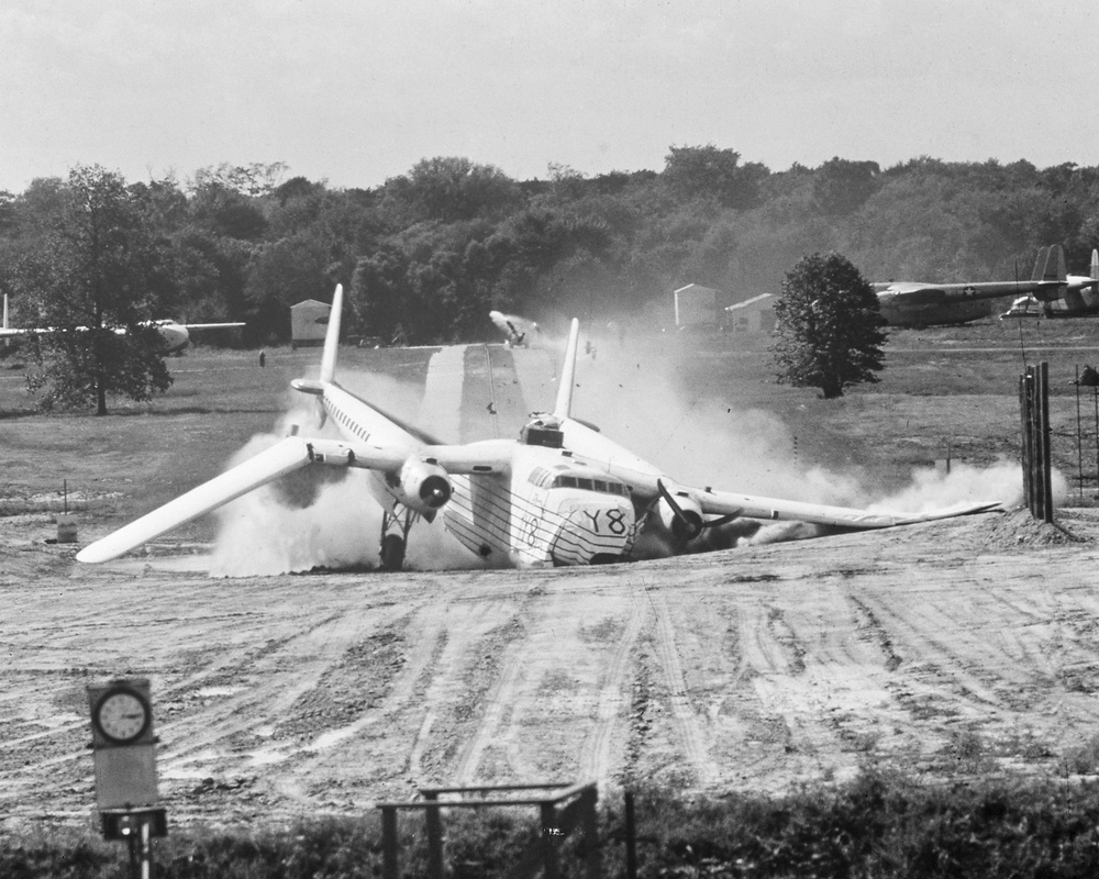 MOTION PICTURE FRAME SEQUENCE OF SIMULATED TAKE OFF CRASH OF C-82 AIRPLANE TEST Y-8