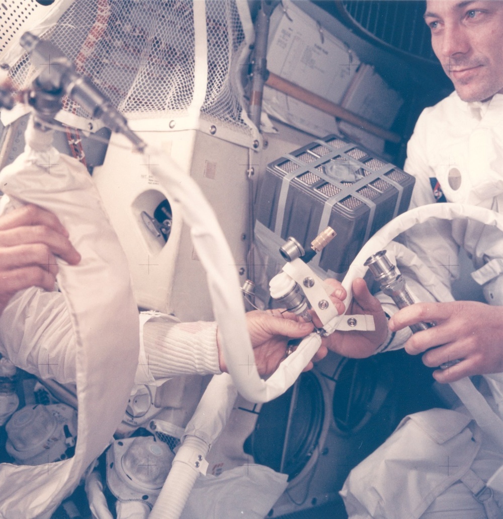 Astronaut John Swigert with &quot;Mailbox