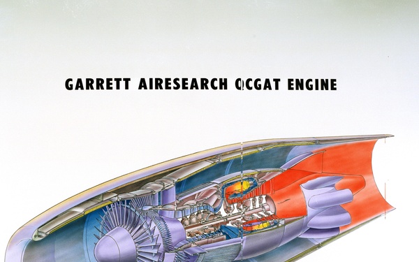 AVCO LYCOMING QCGAT QUIET CLEAN GENERAL AVIATION TURBOFAN ENGINE AND GARRETT AIRESEARCH QCGAT ENGINE