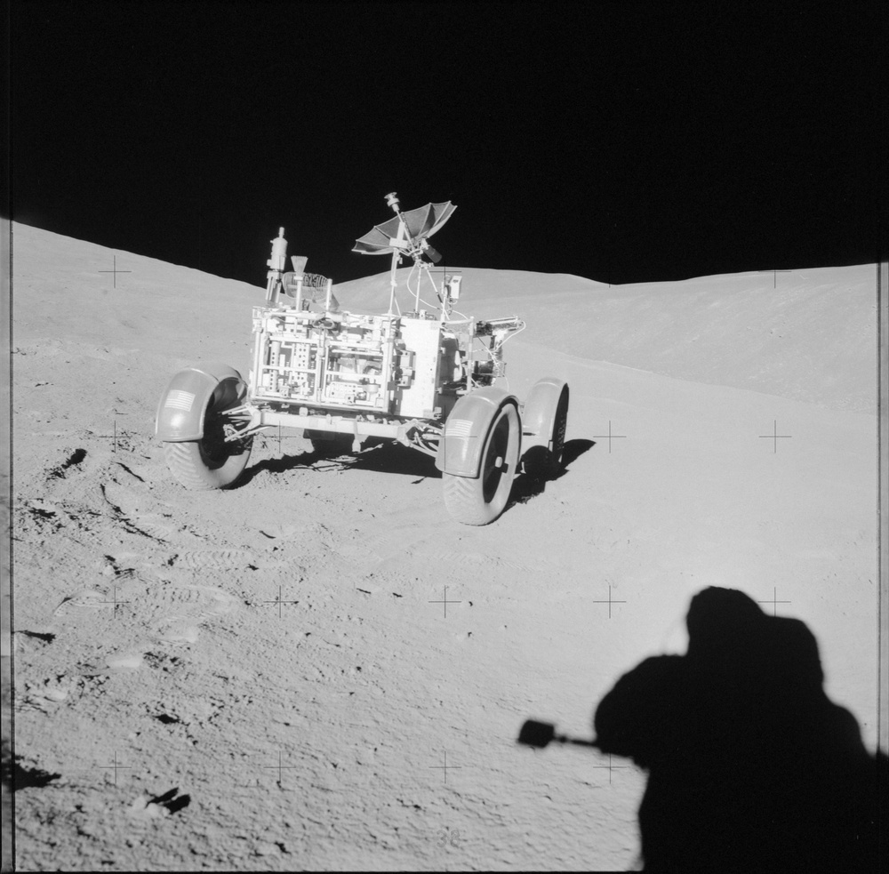 Apollo 15 Mission image - Panoramic view north of Station 2 and Hadley Rille