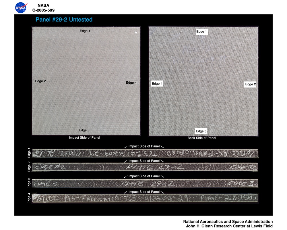 Panel 29-2 Untested ( pre test ) RCC carbon / carbon fiber panels - the panels are space shuttle tile material being tested in the ballistics lab building 49