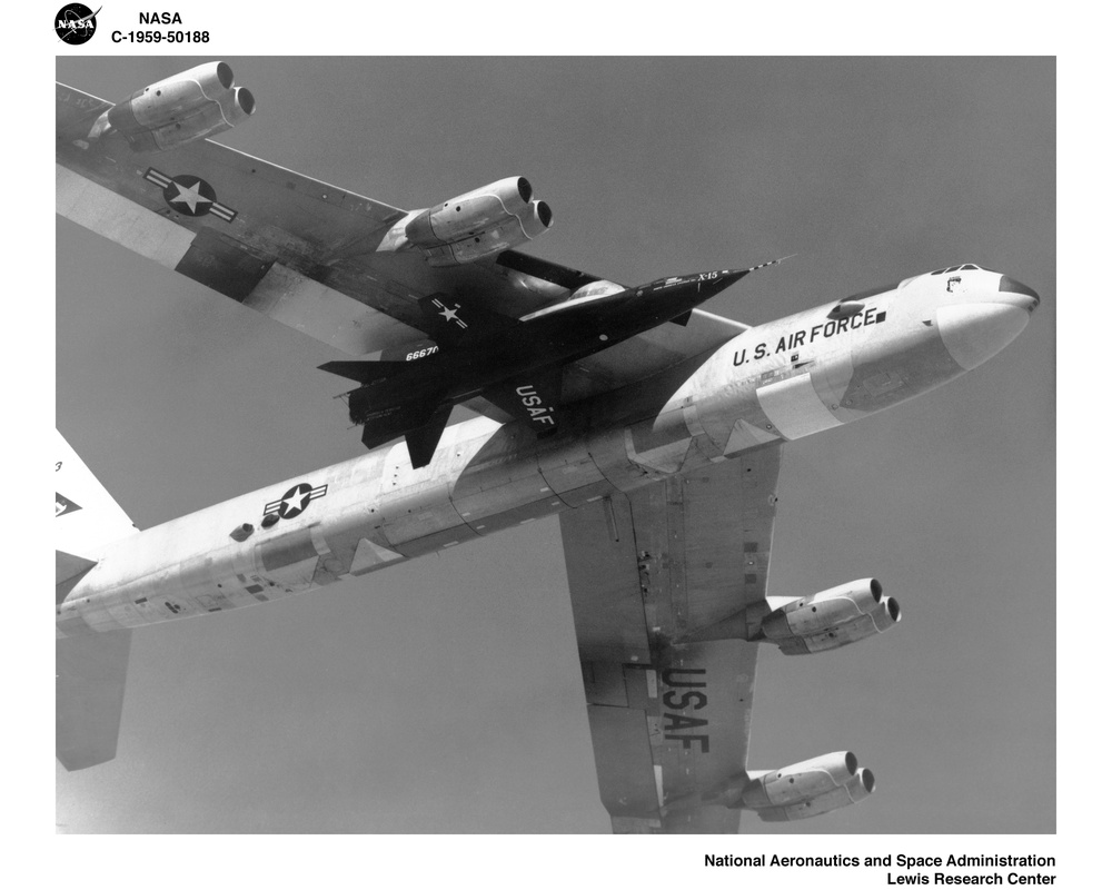 X-15 IN FLIGHT CHECKOUT ON B-52 AIRPLANE