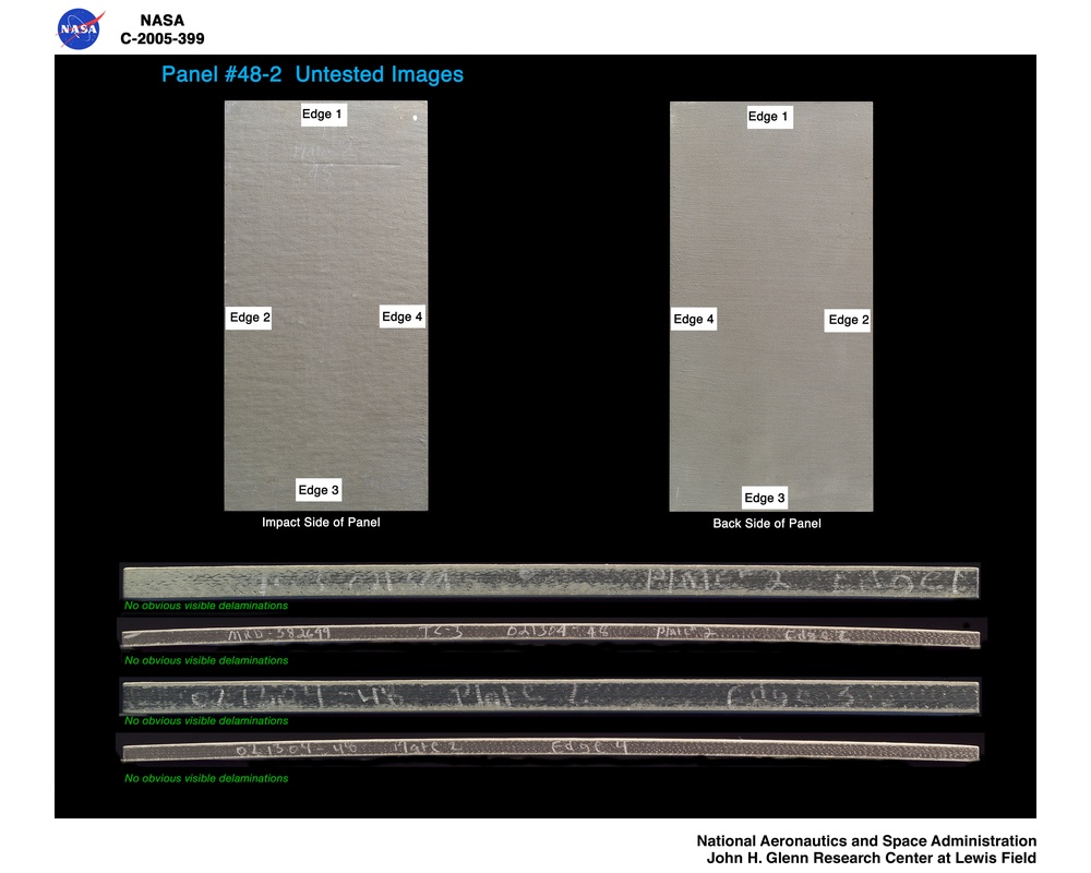 Panel 48-2 untested ( pre test ) RCC carbon / carbon fiber panels - the panels are space shuttle tile material tested in the ballistics lab building 49