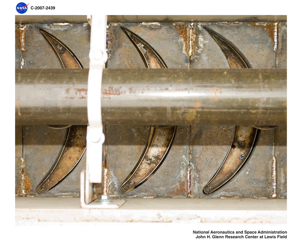 Icing Research Tunnel Turning Vanes.  View of A vanes from above the tunnel looking down.