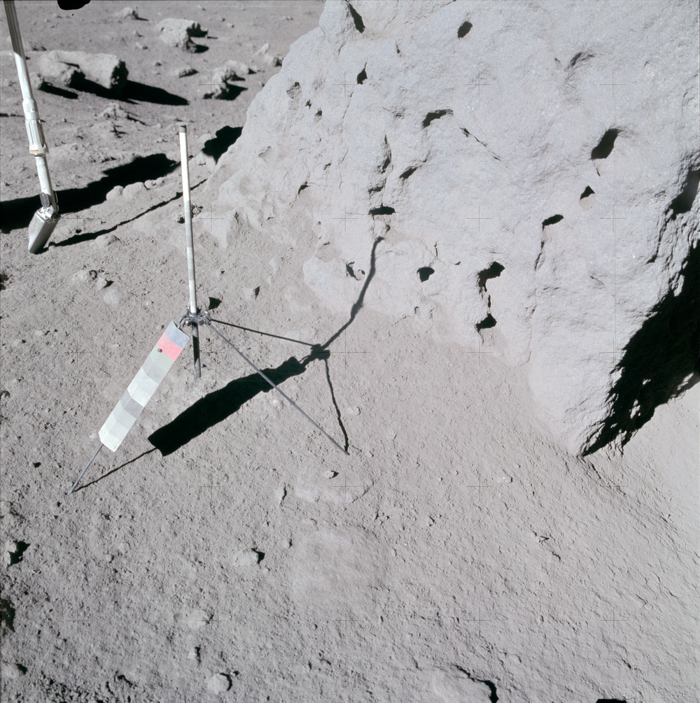 Apollo 15 Mission image - View  of Station 4, and sample 204, Cross Sun