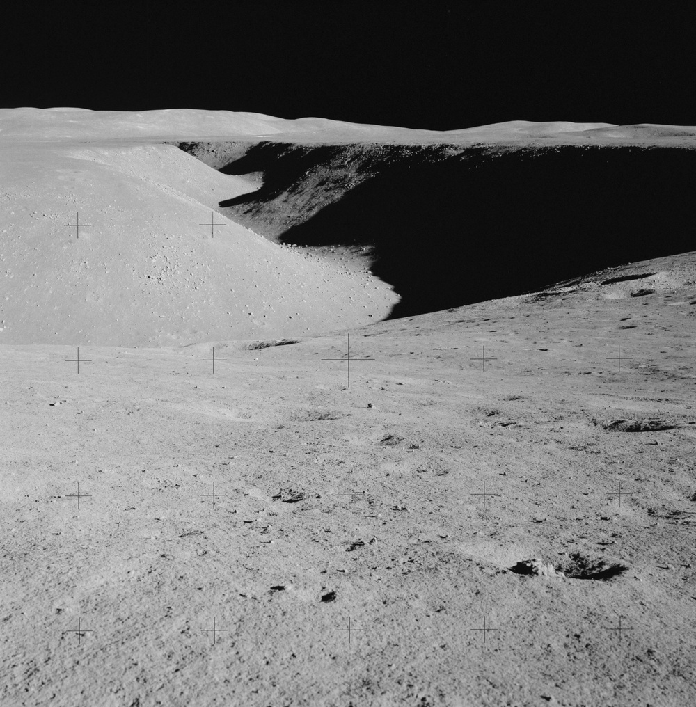 Apollo 15 Mission image - Panoramic view north of Station 1, northwest of Hadley Rille