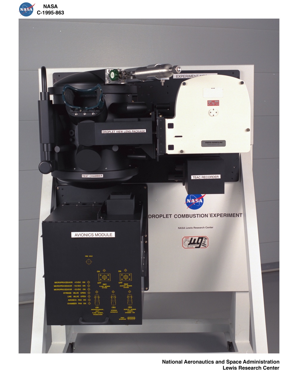 DROPLET COMBUSTION EXPERIMENT DCE MOCK UP