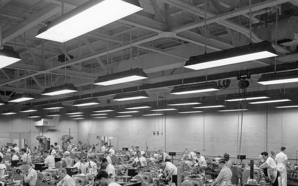 MACHINE SHOP MEN WORKING AT MACHINES