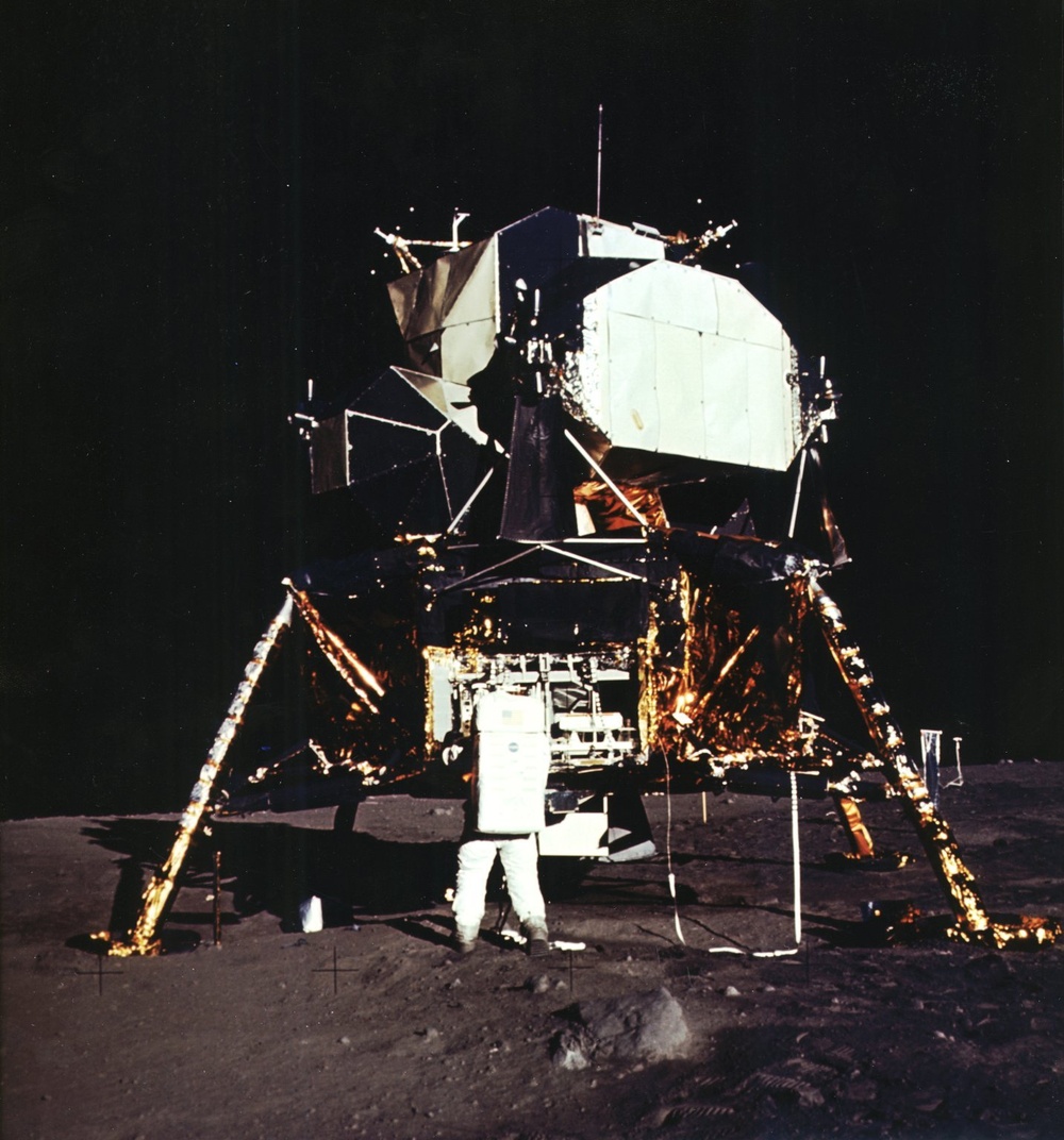 Apollo 11 Astronaut Aldrin Next to Lunar Module (LM)