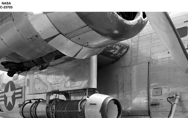 B-24 AIRPLANE WITH 24-C JET ENGINE ATTACHED
