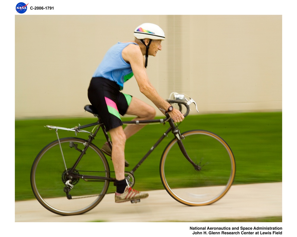 NASA Employee riding his bicycle