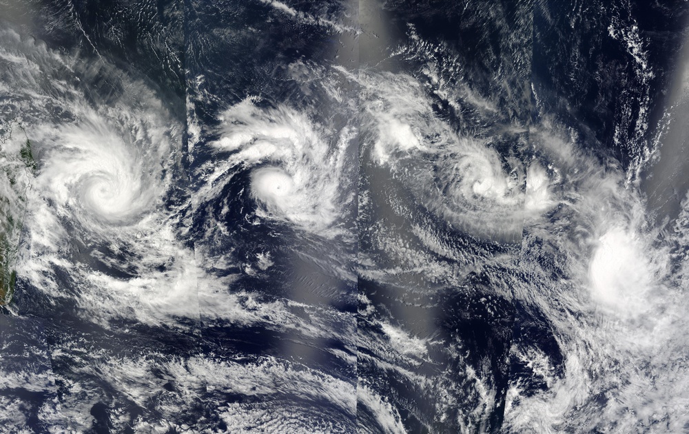 Multiple Cyclones in the Indian Ocean: Natural Hazards