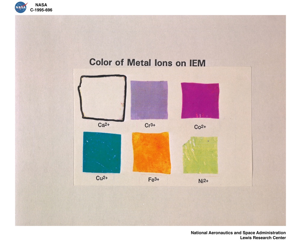 COLOR OF METALLIZED IONS ON ION EXCHANGE MATERIAL