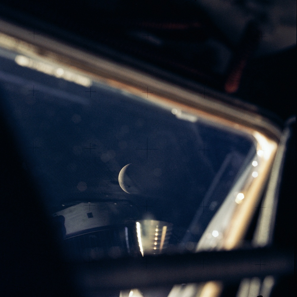 Apollo 13 Mission image  - View of distant Moon from Command Module