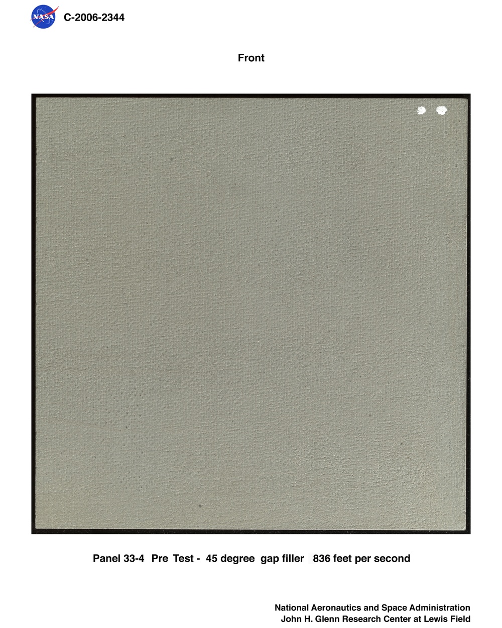 Reinforced Carbon/Carbon (RCC) panel 33-4 pre-test