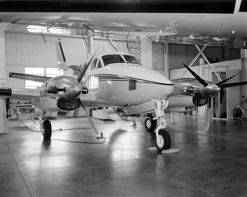 DAMAGED MARATHON OIL COMPANY AIRPLANE AT FINDLAY OHIO AIRPORT FOR NASA SAFETY INSTITUTE